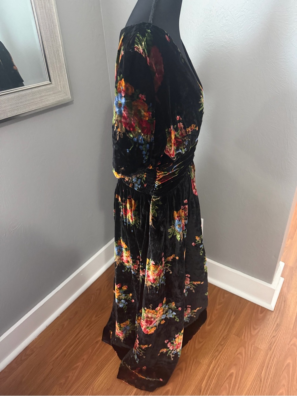 NWT Anthropologie Katerina Button Front Velvet Floral Whimsygoth Maxi Dress Med - Picture 6 of 10